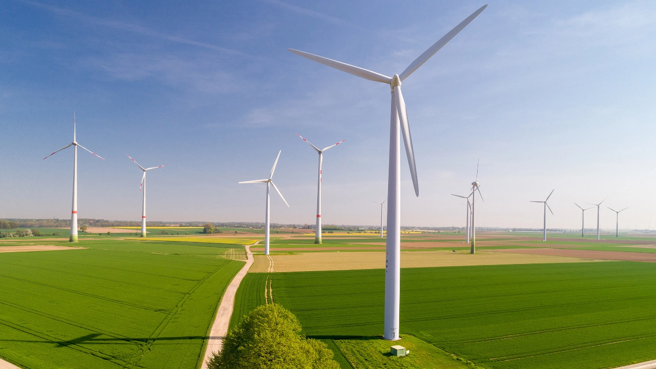 Windkrafträder in einem Windkraftpark