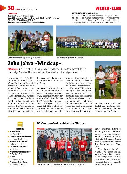 „Metallzeitung“ - Oktober 2019 – Lokalseite Weser-Elbe