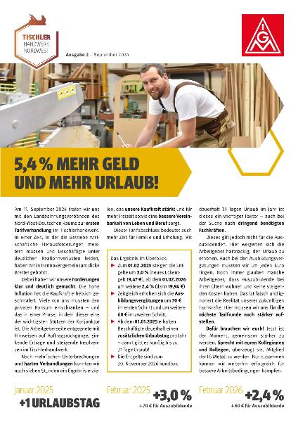 IG Metall Tischler Tarifergebnis Flugblatt - September 2024 