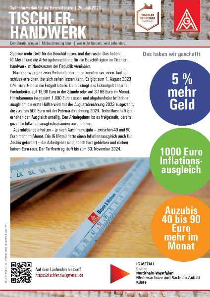 Tarifergebnis Tischlerhandwerk 20.07.2023