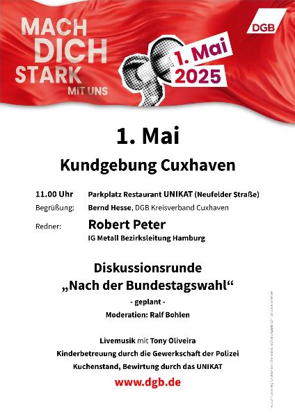 Aufruf Kundgebung 1. Mai 2025 in Cuxhaven