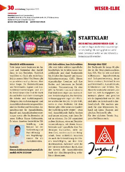 „Metallzeitung“ - September 2020 – Lokalseite Weser-Elbe