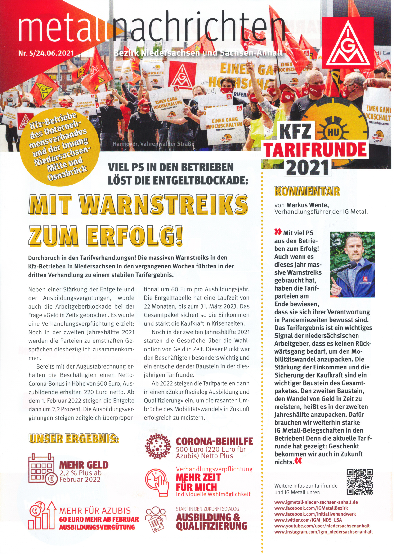 Flugblatt Tarifabschluss Kfz-Handwerk 2021