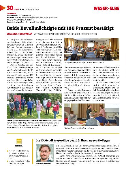  „Metallzeitung“ - Juli/August 2020 – Lokalseite Weser-Elbe