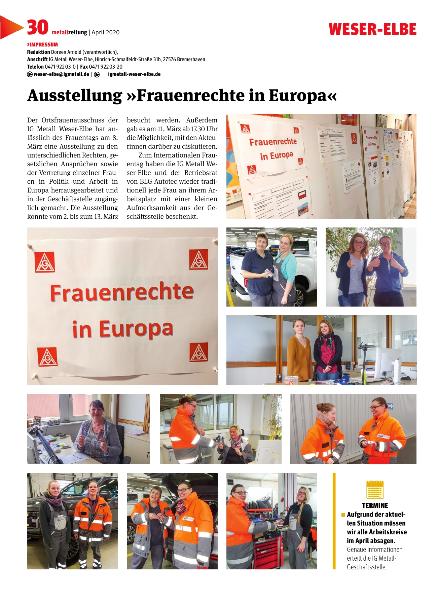  „Metallzeitung“ - April 2020 – Lokalseite Weser-Elbe